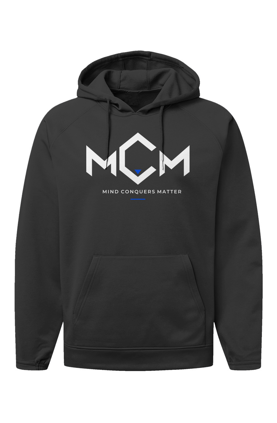 MCM Performance Hoodie in black with the MCM logo in white and blue