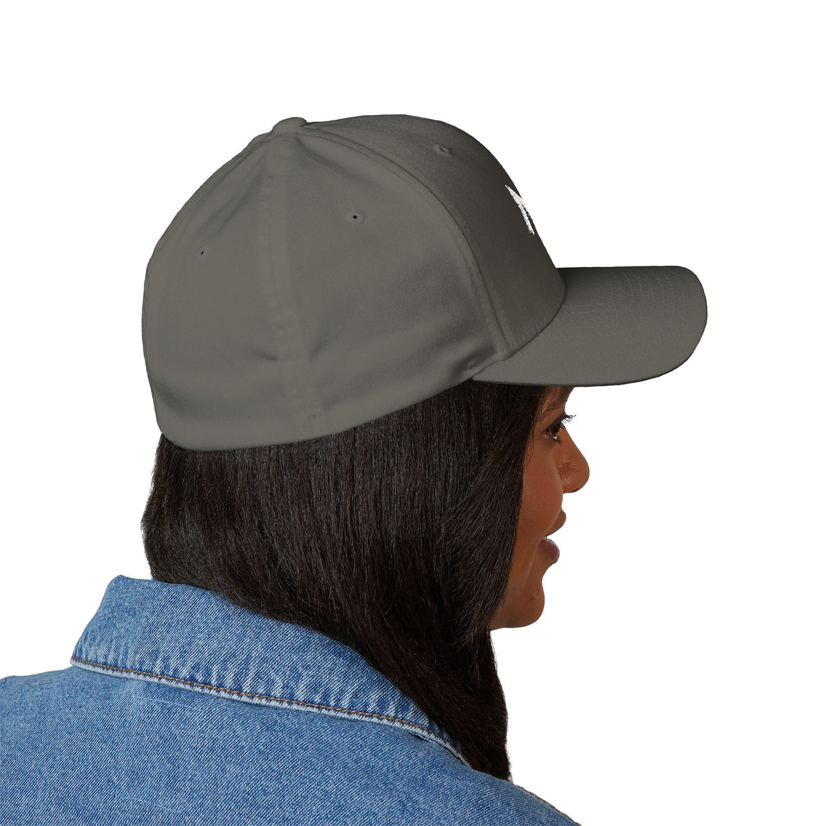 MCM Fitted Cap in olive, worn, side view