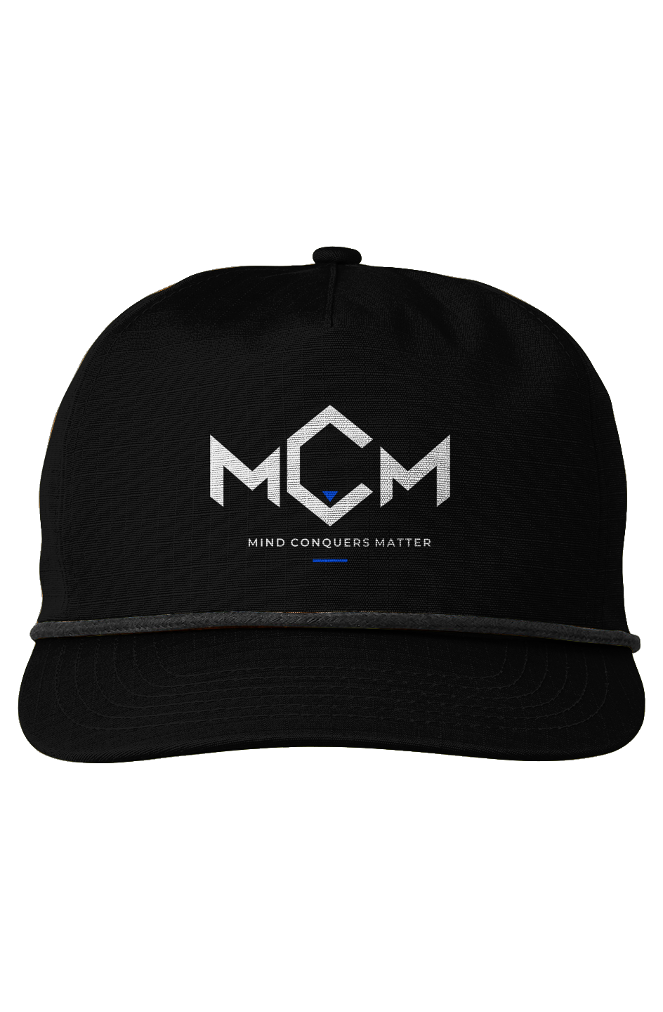 MCM Ripstop Snapback in black with the MCM logo in white and blue