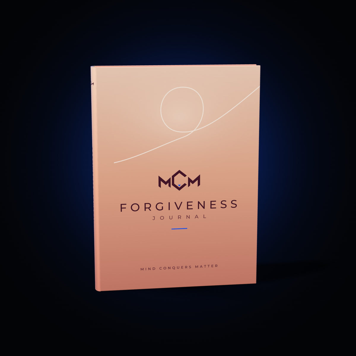 MCM Forgiveness Journal on black with electric blue light