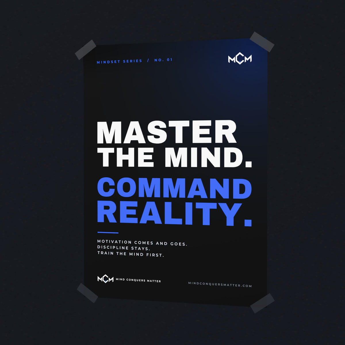 MCM Master the Mind poster on a dark wall