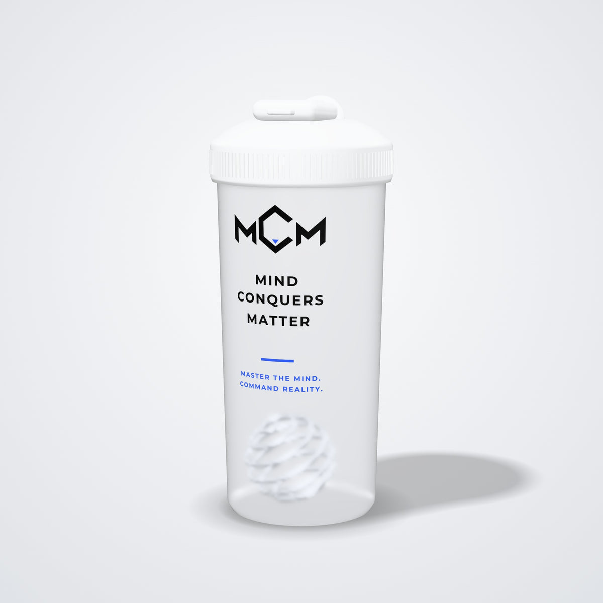 MCM Protein Shaker, 24 oz frosted shaker with the MCM mark