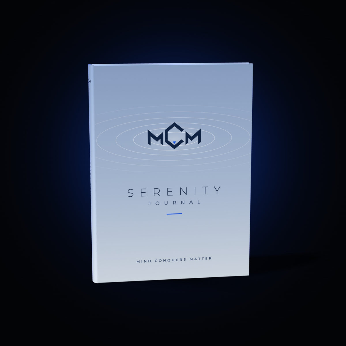 MCM Serenity Journal on black with electric blue light